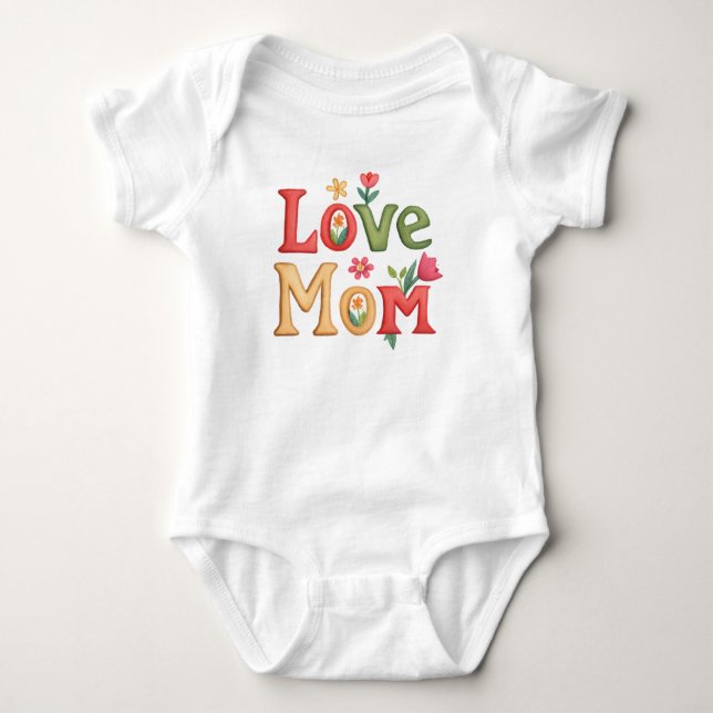 Liebe Mama Text mit Blume Baby Strampler (Vorderseite)