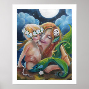 Liebe Mama und Baby Mermaids Poster