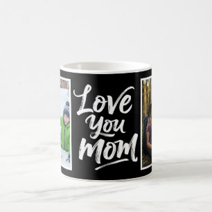 Liebe Mama Zwei-Foto-Bürstenschrift schwarz weiß Kaffeetasse