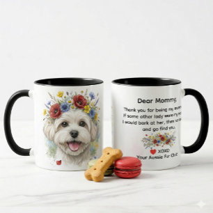 Liebe Mami Malteser Hund Wildblumen Kranz Aquarel Tasse