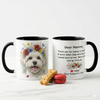 Liebe Mami Malteser Hund  Wildblumen Kranz Aquarel Tasse