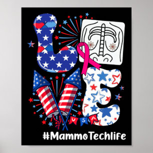 Liebe Mammo Tech Life USA Flag Feuerwerk 4. Juli Poster