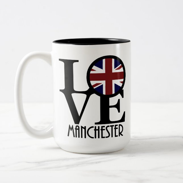 LIEBE Manchester England 15oz Zweifarbige Tasse (Links)