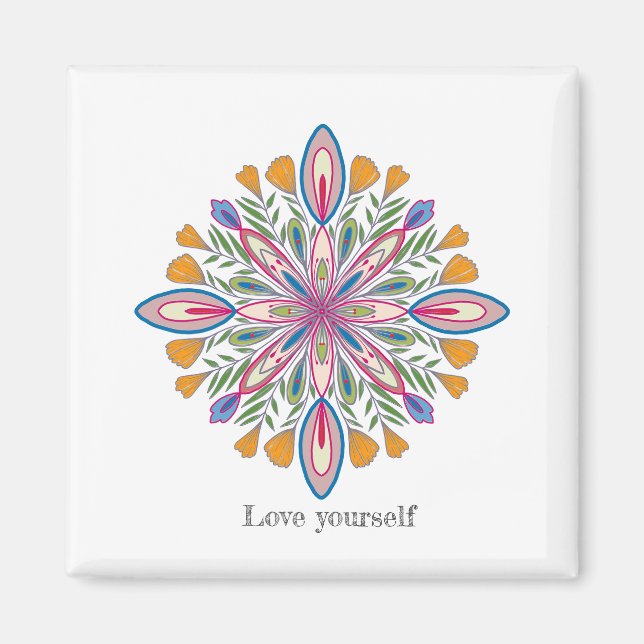 Liebe Mandala Floral Magnet (Vorne)
