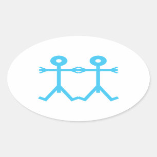 Liebe Männer Icon Art Blau Ovaler Aufkleber