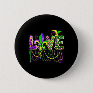 Liebe Mardi Gras Beads für Frauen Funny Carnival P Button