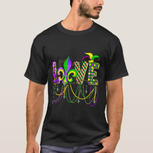 Liebe Mardi Gras Beads für Frauen Funny Carnival P T-Shirt