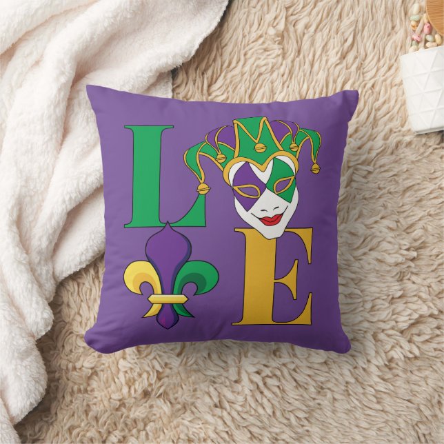 Liebe Mardi Gras Carnival Jester Kissen (Decke)