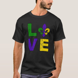 Liebe Mardi Gras Fat Dienstag Lilie Karneval T-Shirt