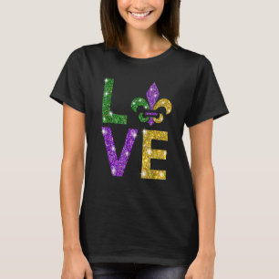 Liebe Mardi Gras Lilie Karneval Urlaub Gir T-Shirt