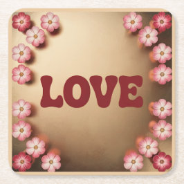 LIEBE Maroon Gold Untersetzer Set