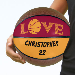 LIEBE Maroon Rot und Golden Gelb Personalisiert Basketball