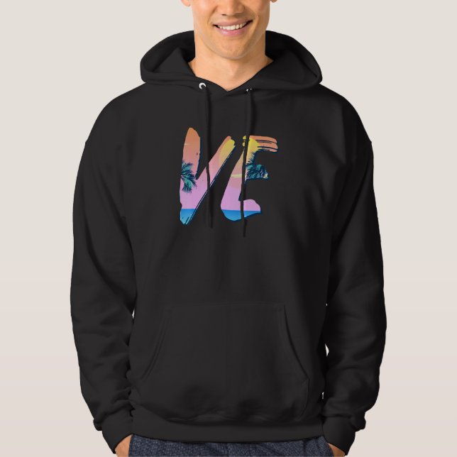 Liebe Matching Couple Palm Tree Valentinstag Anni Hoodie (Vorderseite)