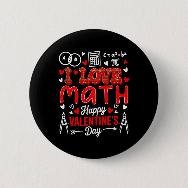 Liebe Mathe Frohen Valentinstag Mathe Lehrer Schül Button (Vorderseite)