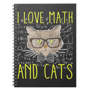 Liebe Mathe und Katzen Mathematischer Nerd Notizblock
