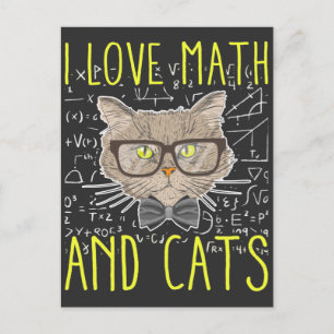 Liebe Mathe und Katzen Mathematischer Nerd Postkarte