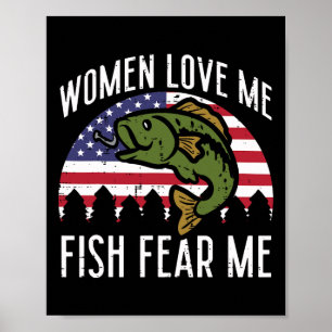 Liebe Me Fish Angst uns Flaggen Patriotische Fisch Poster