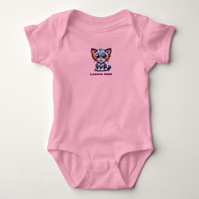 Liebe Me Krawatte-Dye Cat Design Baby Strampler (Vorderseite)