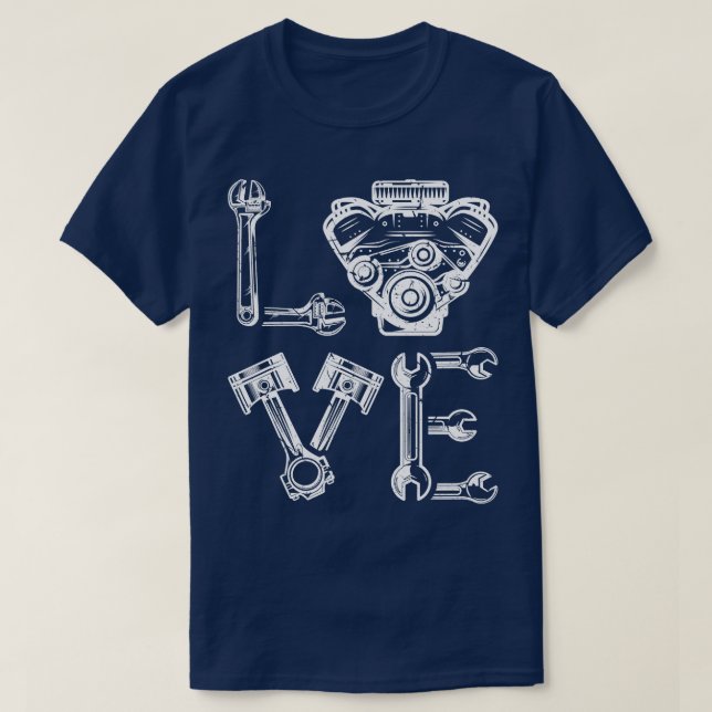 Liebe Mechanische Konstruktion für Handyman T-Shirt (Design vorne)