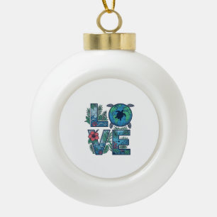 Liebe Meeresschildkröte Erde Tropisch Keramik Kugel-Ornament