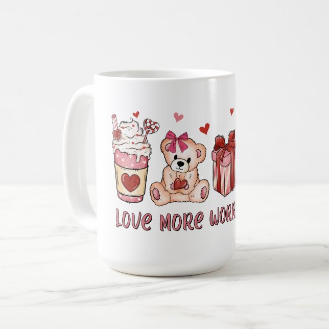 Liebe mehr Sorgen weniger Kaffeetasse (Vorderseite Links)