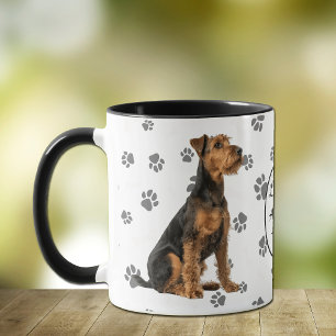 Liebe mein Airedale Terrier Hundepfotenabdruck Tasse
