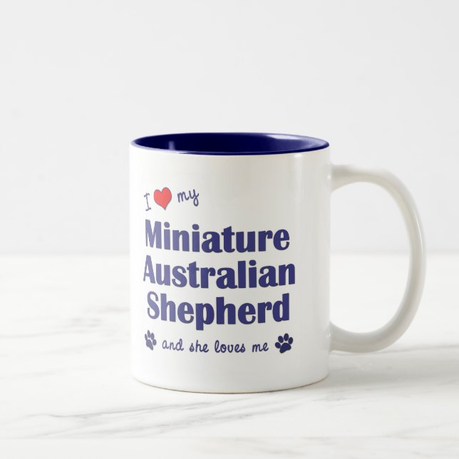 Liebe mein australischer Miniaturschäfer Zweifarbige Tasse (Rechts)
