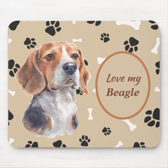 Liebe Mein Beagle Dog Pawprint Mousepad (Vorne)