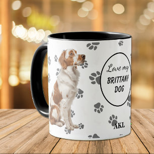 Liebe mein Brittany-Hunde-Pfotenabdruck Tasse