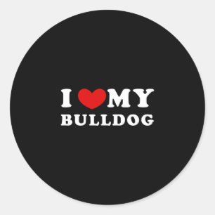 Liebe Mein Bulldog Runder Aufkleber