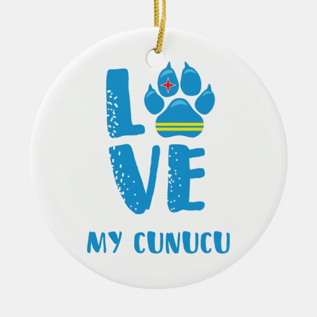 LIEBE MEIN CUNUCU (blaue Buchstaben) - Verzierung Keramik Ornament (Vorne)