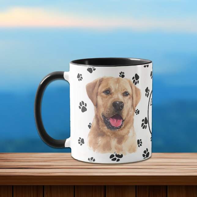 Liebe Mein gelbes Labrador Retriever Hund Pawprint Tasse (Von Creator hochgeladen)