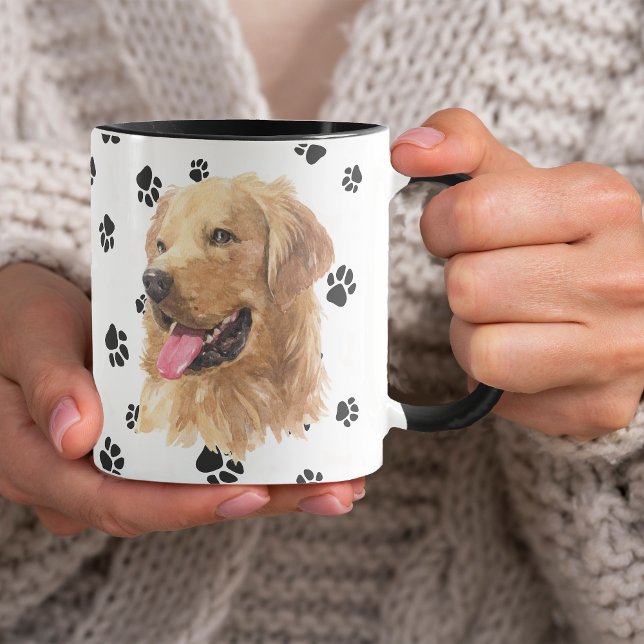 Liebe Mein Golden Retriever Dog Pawprint Tasse (Von Creator hochgeladen)