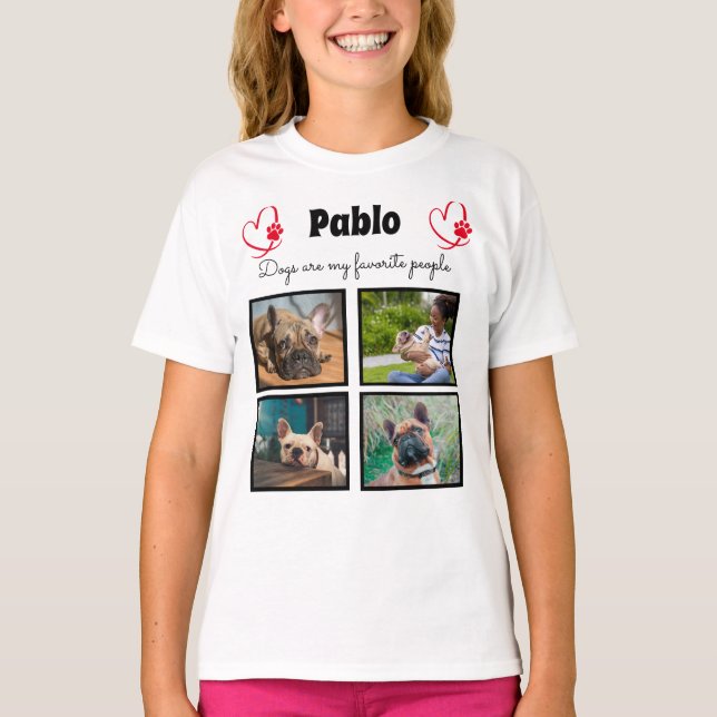 Liebe mein Hund - 4 Foto für Mädchen maßgeschneide T-Shirt (Vorderseite)
