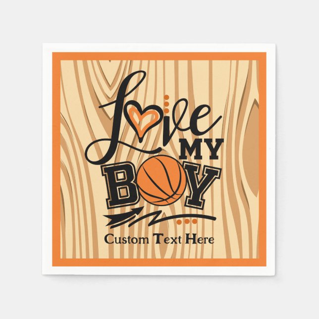 Liebe Mein Junge Basketball Sport Personalisiert Serviette (Vorderseite)