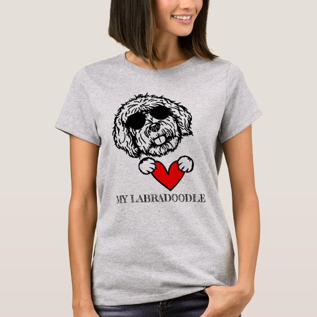 Liebe Mein Labradoodle Hund Herz T - Shirt (Vorderseite)