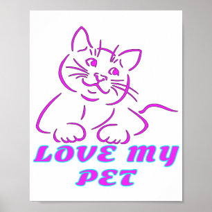LIEBE MEIN NIEDLICHER PINK PET CAT POSTER