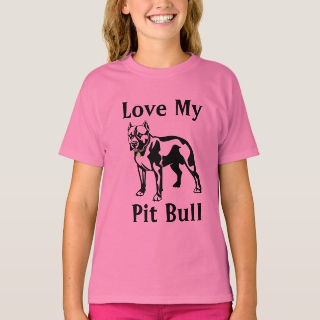 Liebe Mein Pit Bull Girls Baby Doll Angepasst Tee  (Vorderseite)