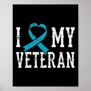 Liebe Mein Veteran Aquamarin Ribbon Ptsd Outfit Ge Poster