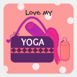 Liebe mein Yoga Quadratischer Aufkleber