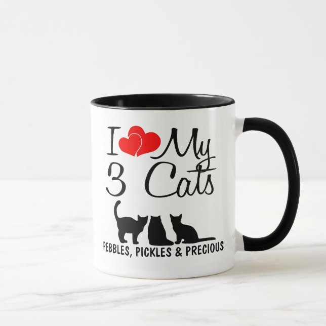 Liebe meine drei Katzen Tasse (Rechts)