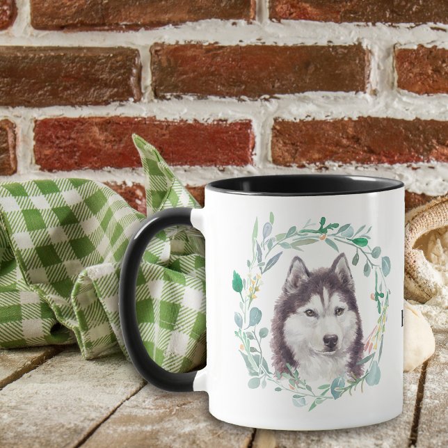 Liebe Meine Husky-Wreath-Kaffee-Tasse Tasse (Von Creator hochgeladen)