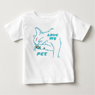 LIEBE MEINE NIEDLICHE AQUA PET CAT BABY T-SHIRT
