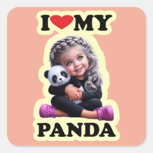 Liebe meine Panda Square Sticker