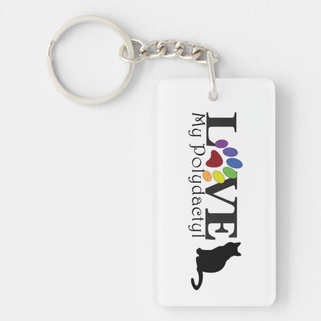 LIEBE meine Polydactyl Katzen-Schlüsselkette Schlüsselanhänger (Vorderseite)