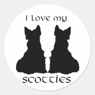 Liebe meine Scotties-Silhouette Runder Aufkleber