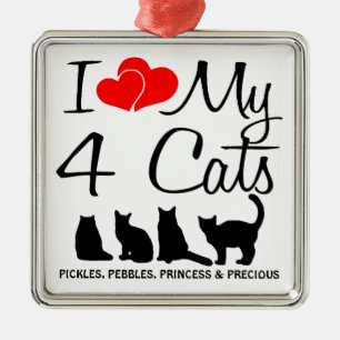 Liebe meine vier Katzen Ornament Aus Metall