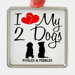 Liebe meine ZWEI Hunde Silbernes Ornament