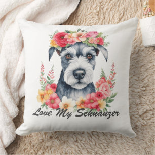Liebe meinen Schnauzer Blumen Kissen