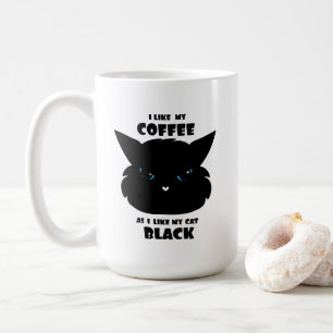 Liebe meinen schwarzen Kaffee und schwarze Katze Kaffeetasse